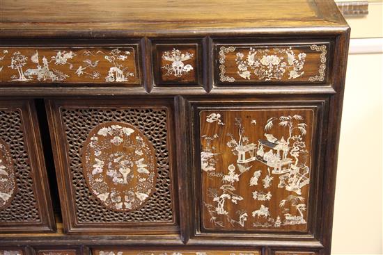 An early 20th century Chinese hardwood cabinet, W.4ft 1in.